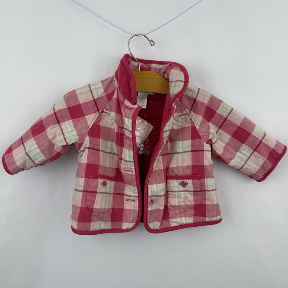 Janie and Jack Reversible Plaid Corduroy Jacket Coat Pink 0 to 6 Months - Picture 1 of 6